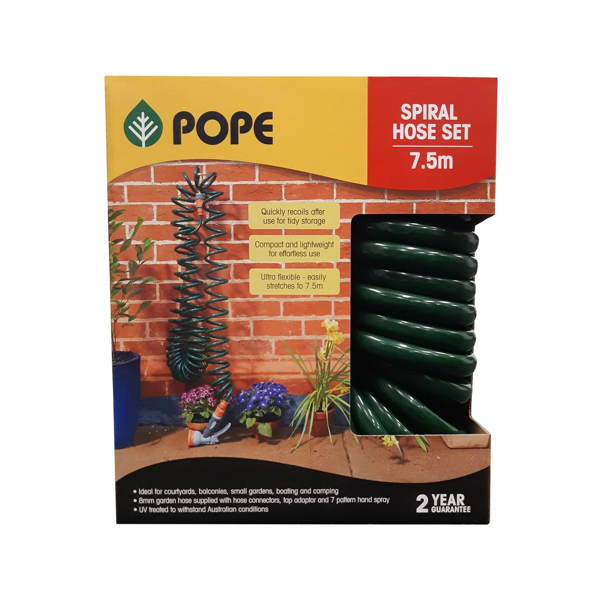 Pope Spiral Hose Set - 8mm x 7.5m - Green - Flexible & Lightweight - Image 2
