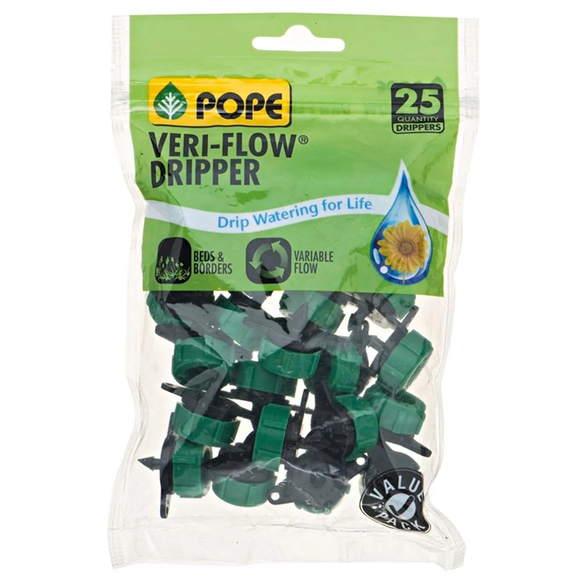 Pope Veri-Flow Dripper - 25 Pack - Polypropylene - Adjustable Flow
