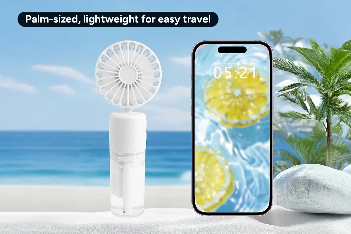 Portable Handheld Misting Fan with 4-Speed Airflow & Rechargeable Battery - Image 7