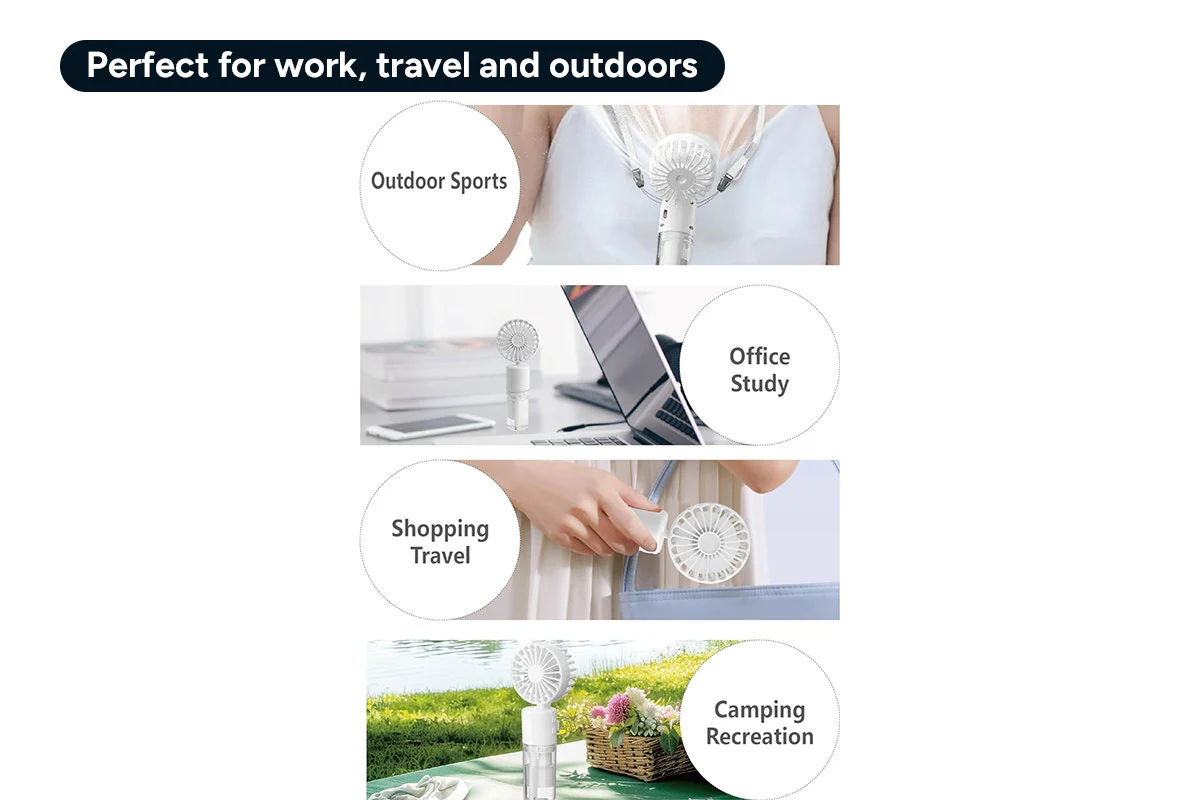 Portable Handheld Misting Fan with 4-Speed Airflow & Rechargeable Battery - Image 9