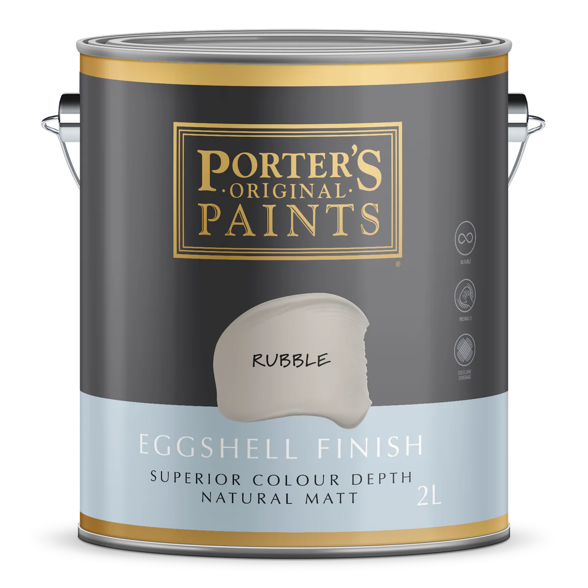 Porter S 2L Rubble Eggshell Finish Broadwall Washable Paint 2L