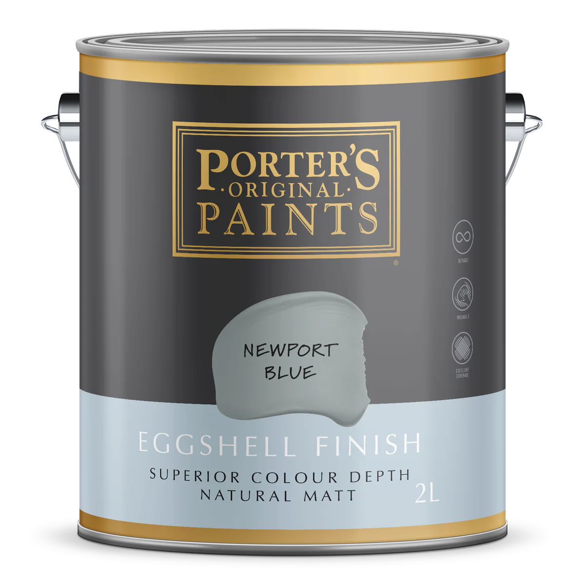 Porter S Broadwall Washable Paint - 2L - Newport Blue - Eggshell Finish
