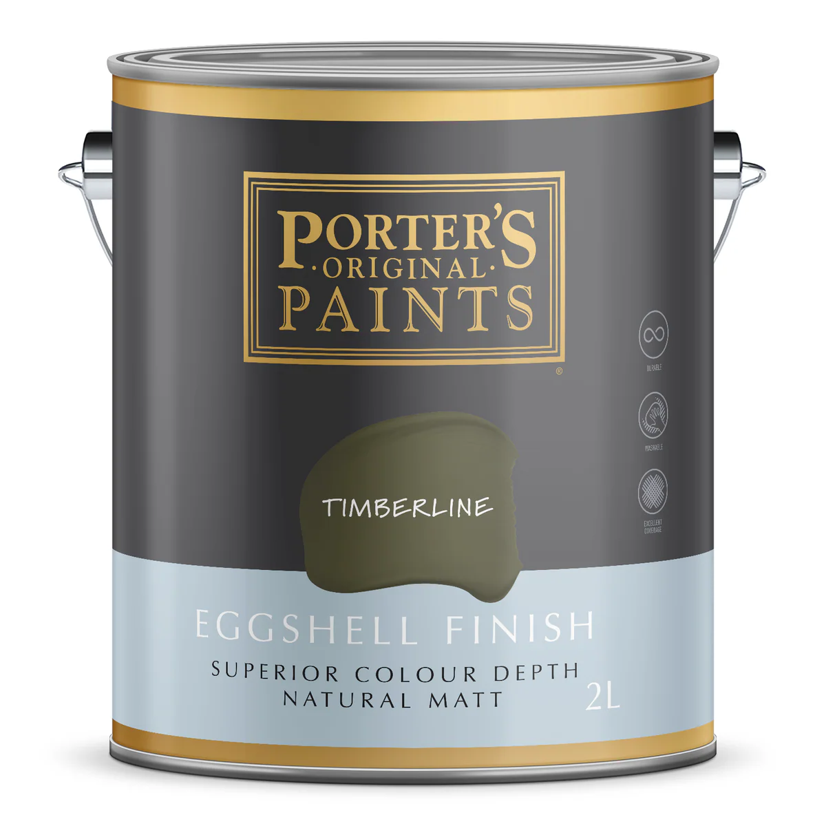 Porter S Broadwall Washable Paint 2L - Timberline - Eggshell Finish - 162mm x 156mm x 141mm