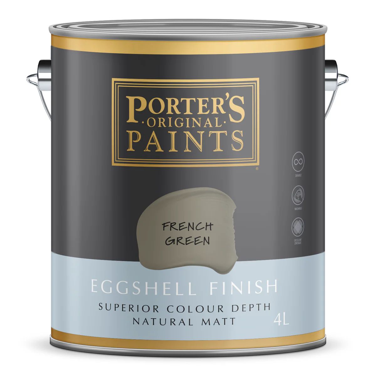 Porter S Washable Paint 4L - French Green - Eggshell Finish - 4L