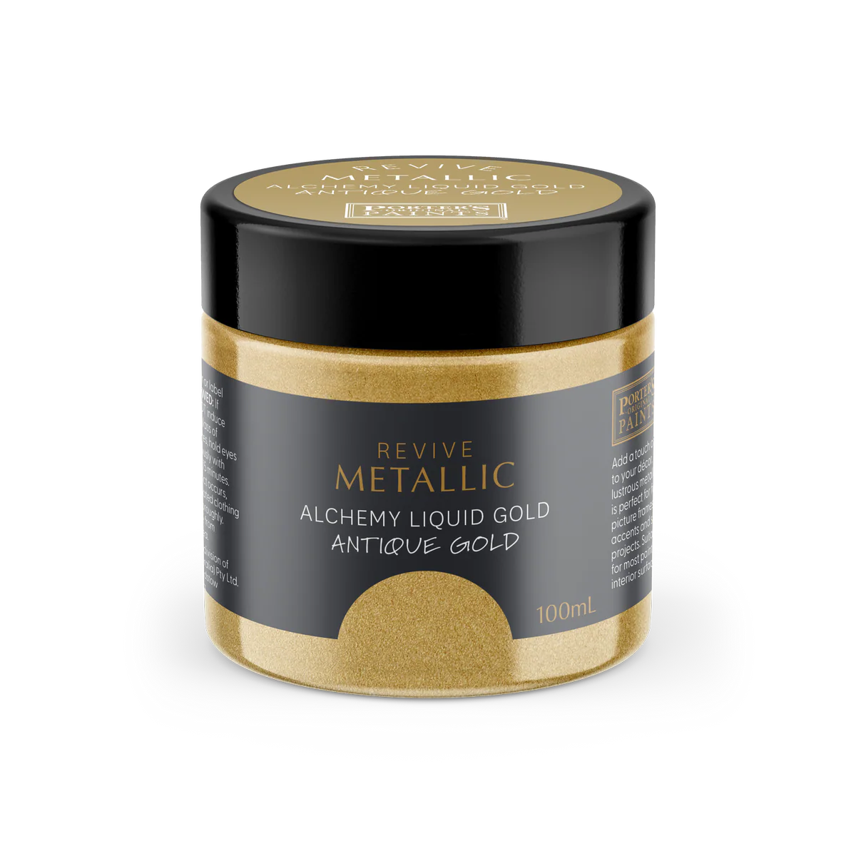 Porter S Paints 100ml Metallic Antique Gold Furniture Paint - Water-Based - Easy Clean