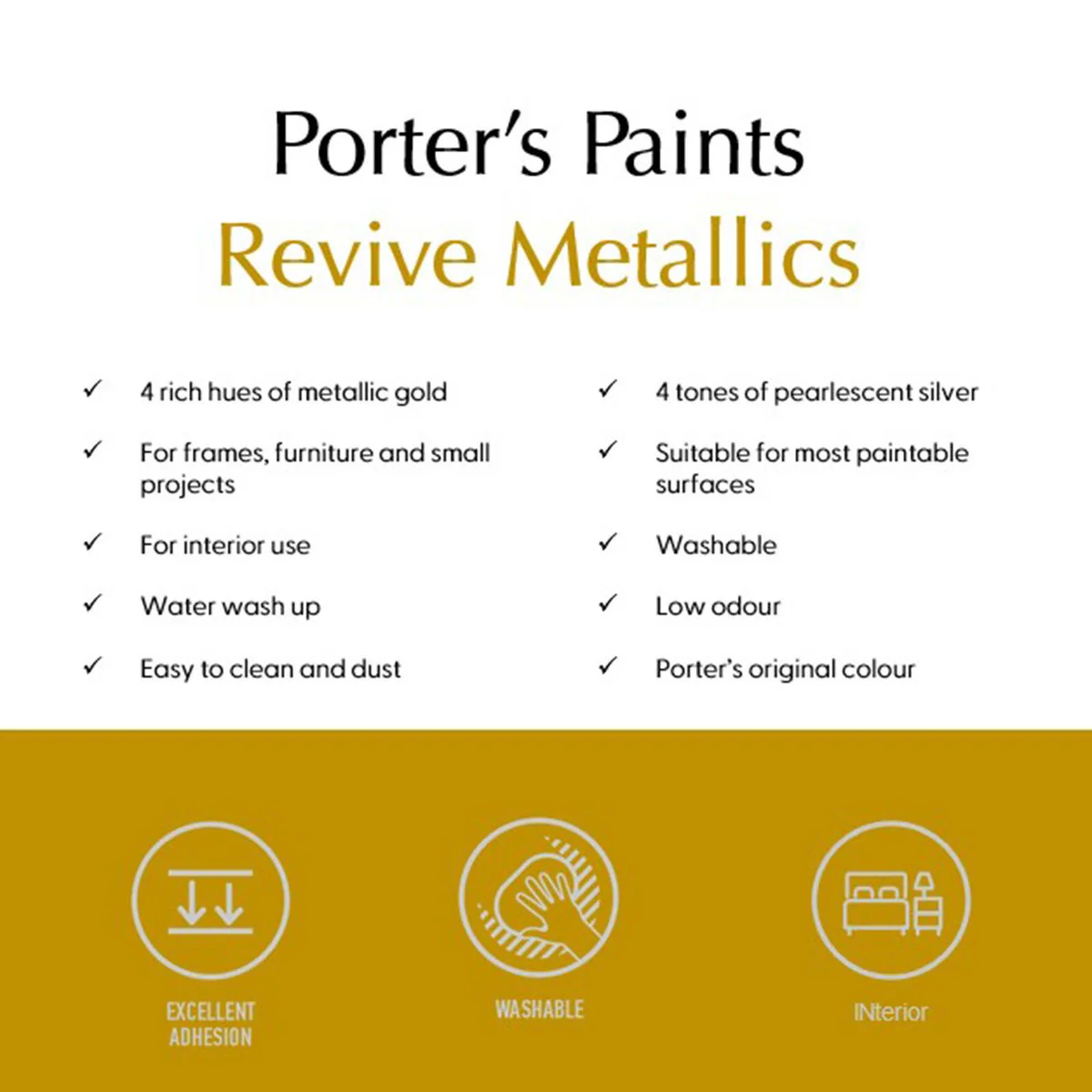 Porter S Paints 100ml Metallic Antique Gold Furniture Paint - Water-Based - Easy Clean - Image 2