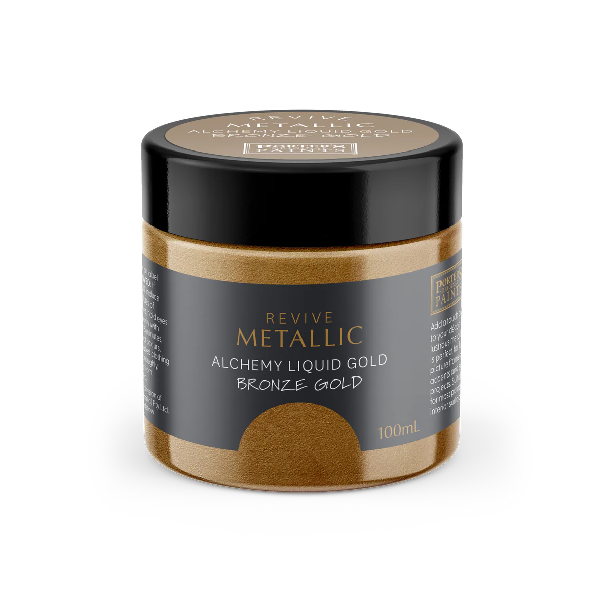 Porter S Paints 100ml Metallic Bronze Gold Furniture Paint - Mini Pot - Water-Based - Low Odour