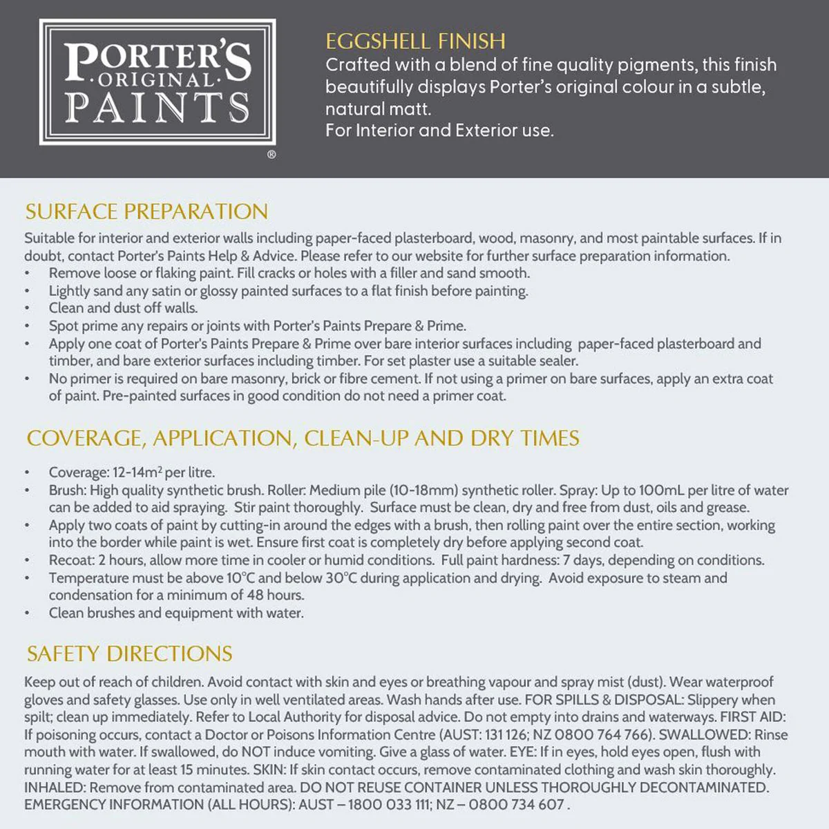Porter S Paints 100ml Sorrento Eggshell Finish Paint Sample Pot - Durable - Washable - Low Odour - Image 5