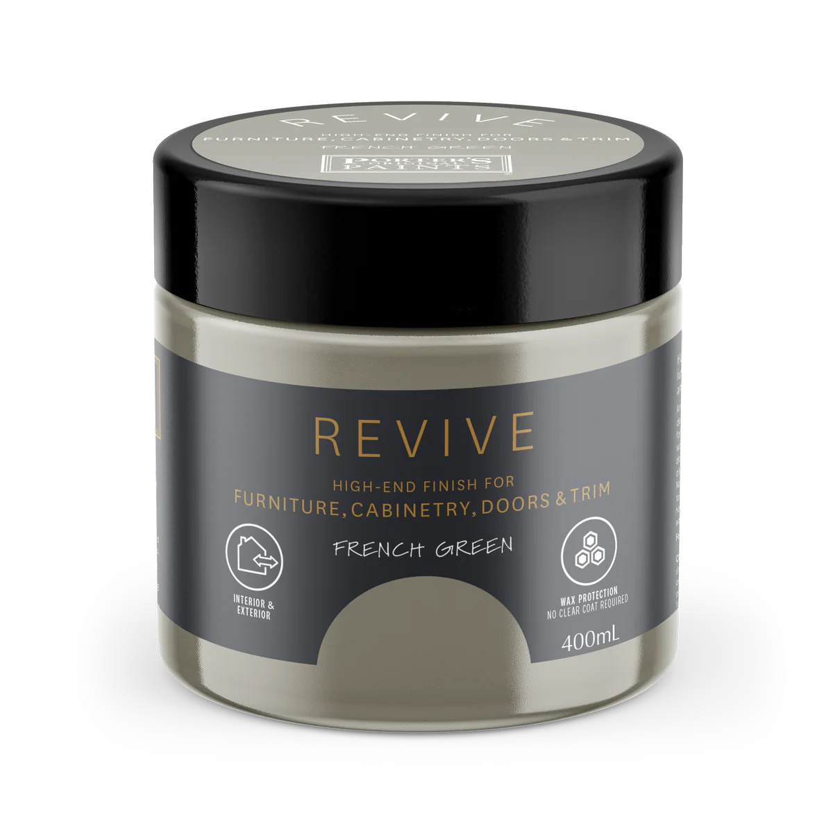 Porter S Paints 400ml Revive Furniture & Cabinetry Paint - French Green - Washable, Durable Finish