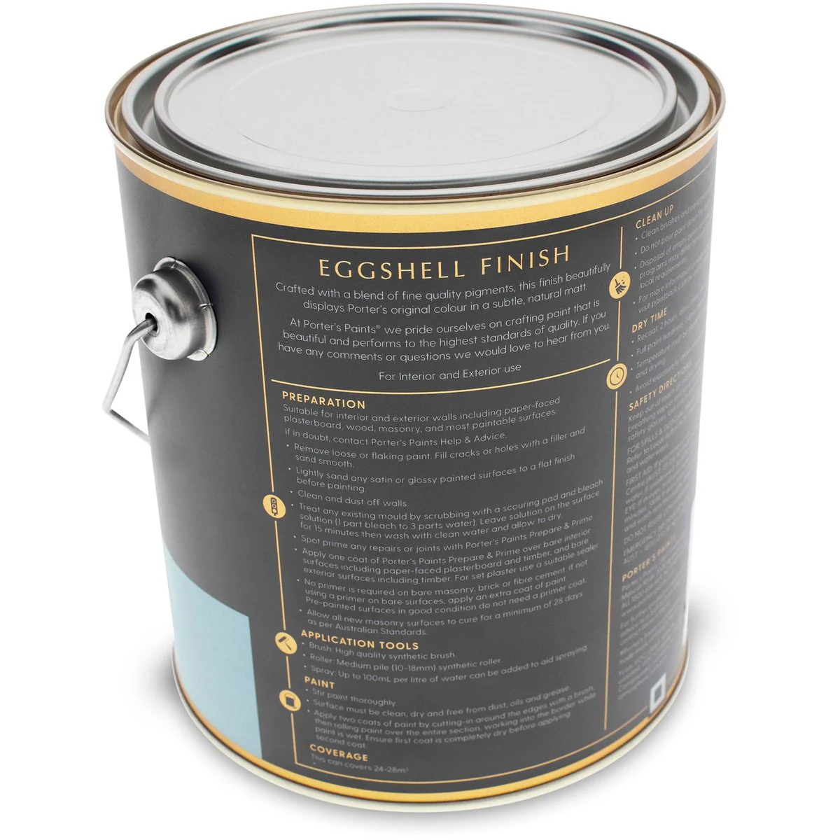 Porter S Washable Paint - Hailstorm - 2L - Eggshell Finish - 162mm x 156mm x 141mm - Image 3