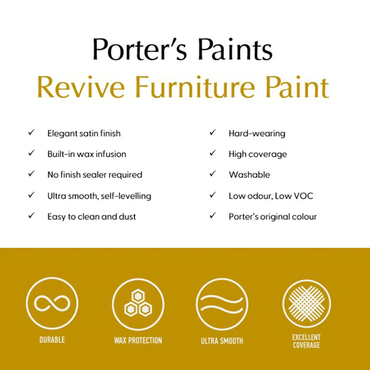 Porters Revive Furniture Paint 400ml - Yacht Race - Satin Finish - Low Odour - Image 3