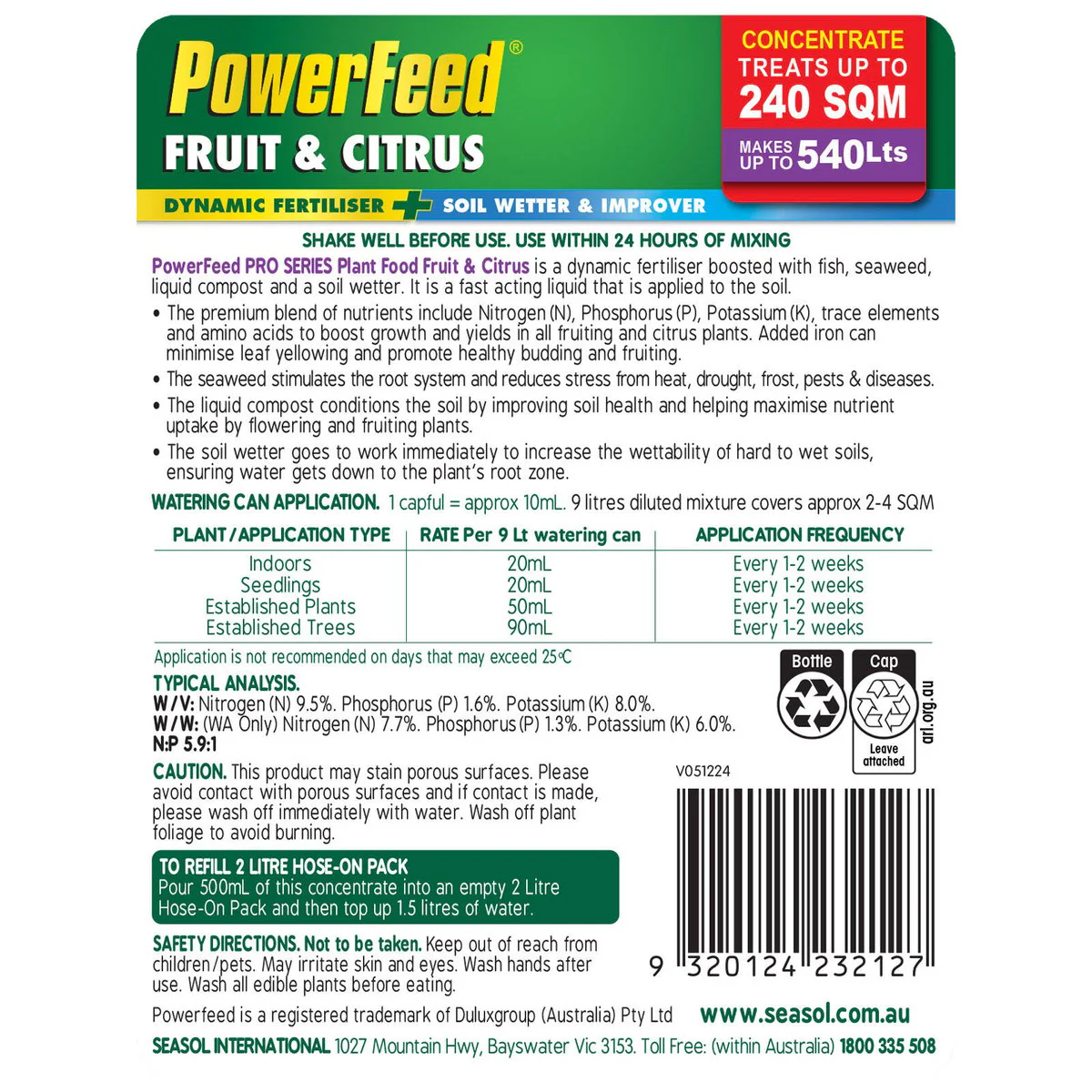 PowerFeed Plant Food - 1.2L - Liquid - Fruit and Citrus Growth - Image 2