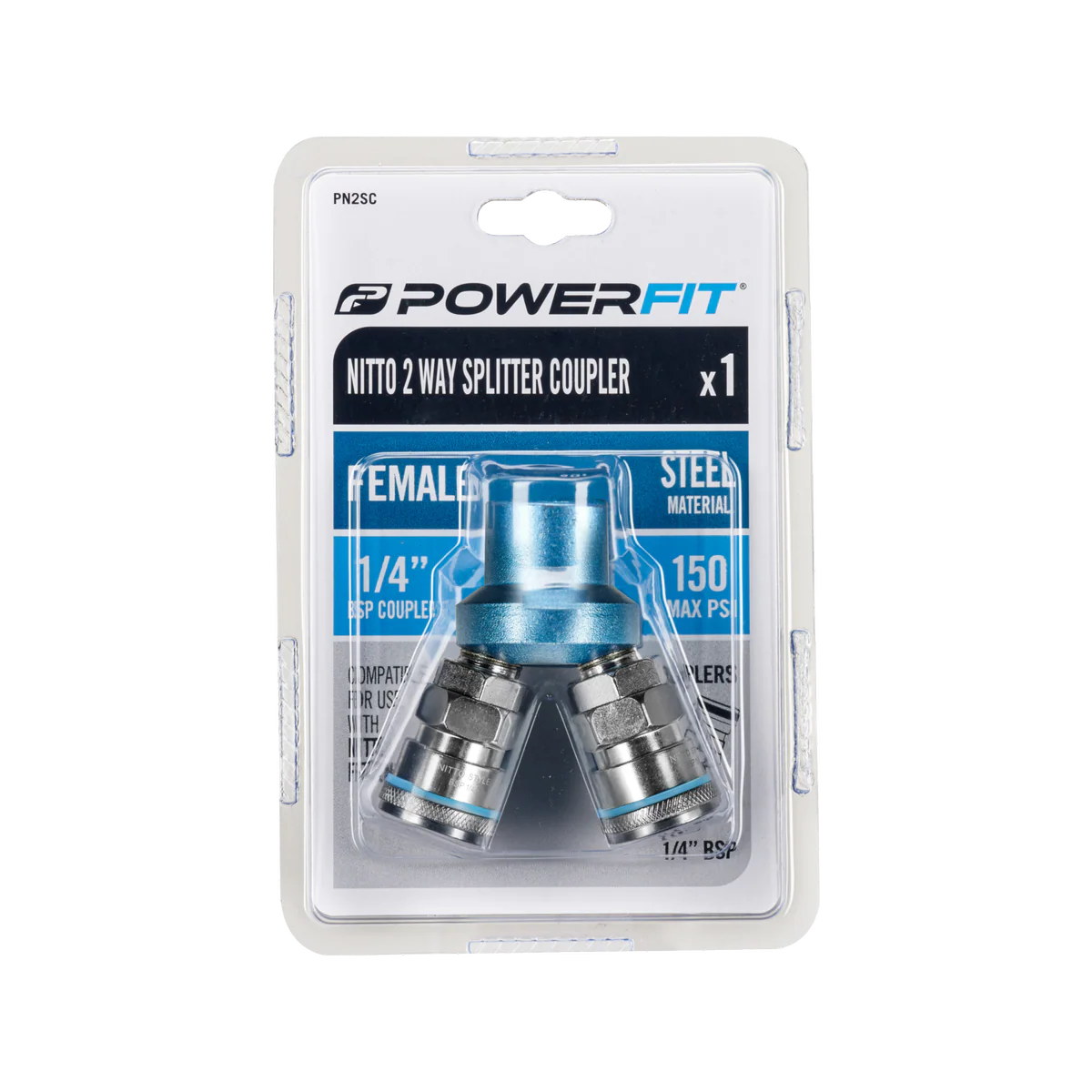 Powerfit ¼” Female 2-Way Splitter Coupler - High-Quality Steel - Nitto Style - Image 2