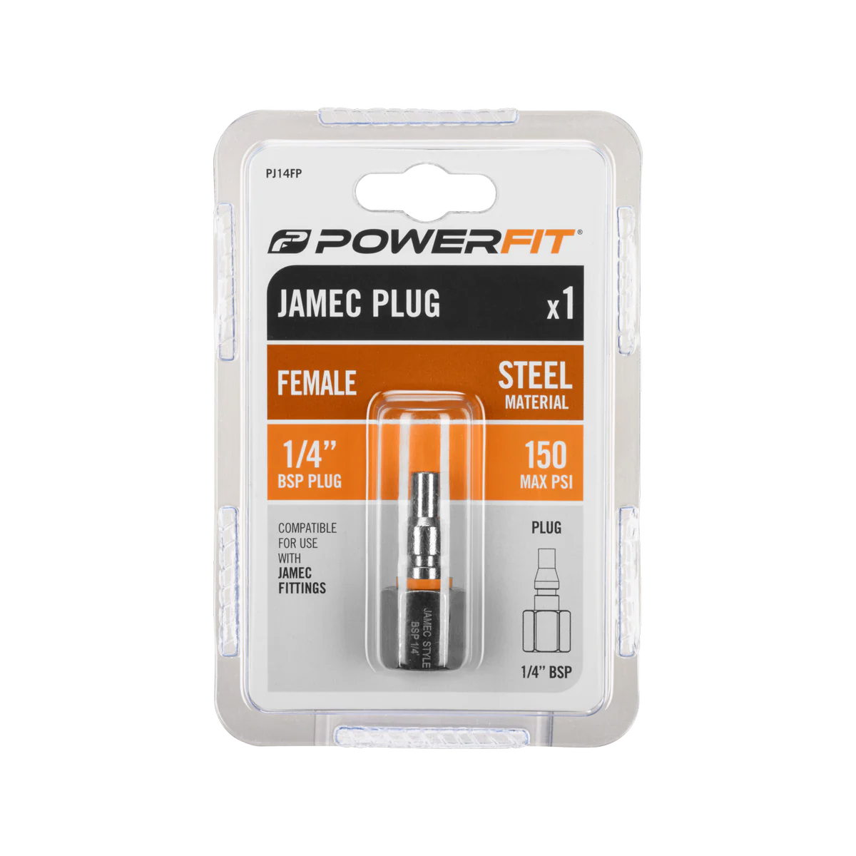 Powerfit Jamec Style 1/4" Female Plug - Steel - 150PSI - Image 2