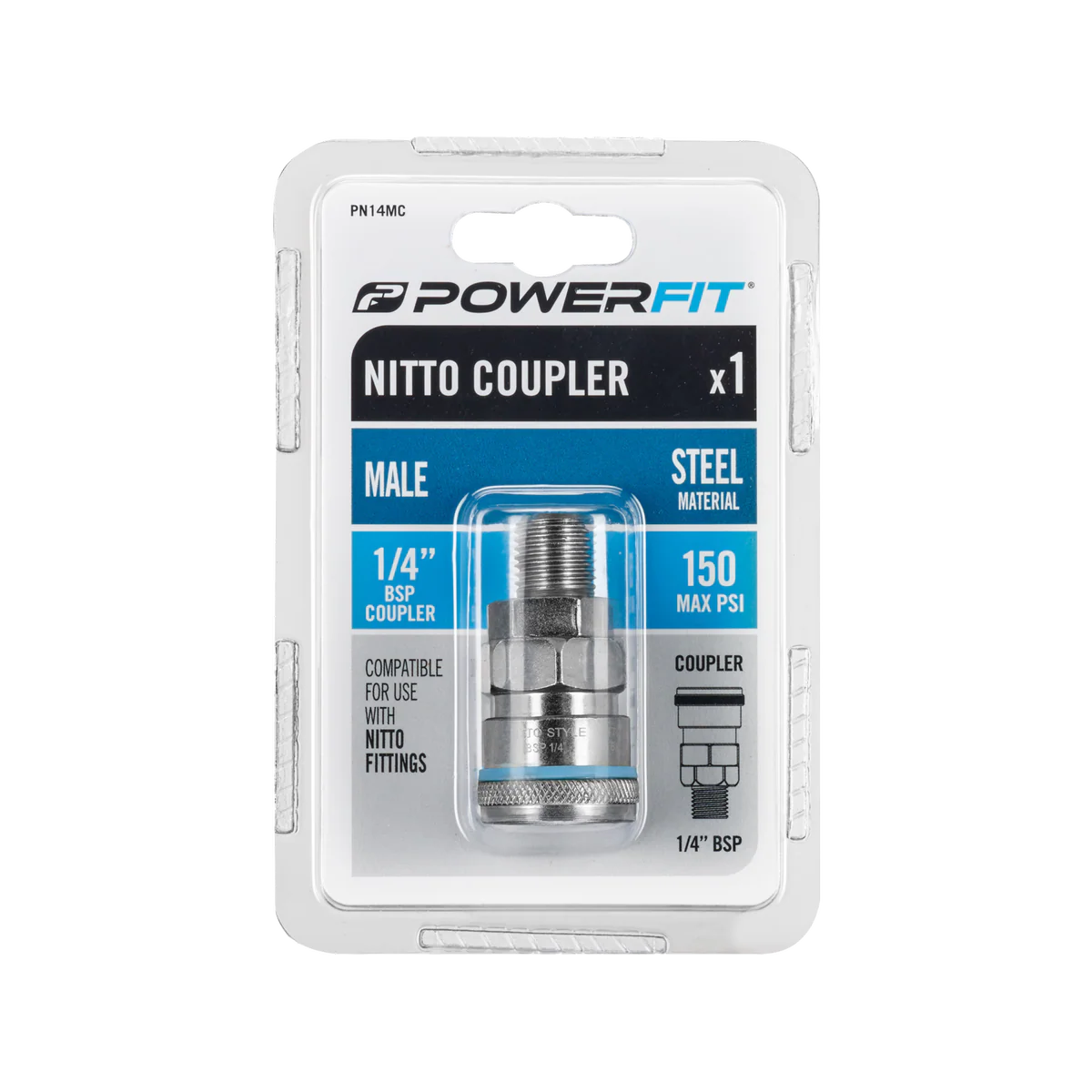 Powerfit Nitto Style Coupler - ¼" BSP Male - Steel - Durable - Image 2