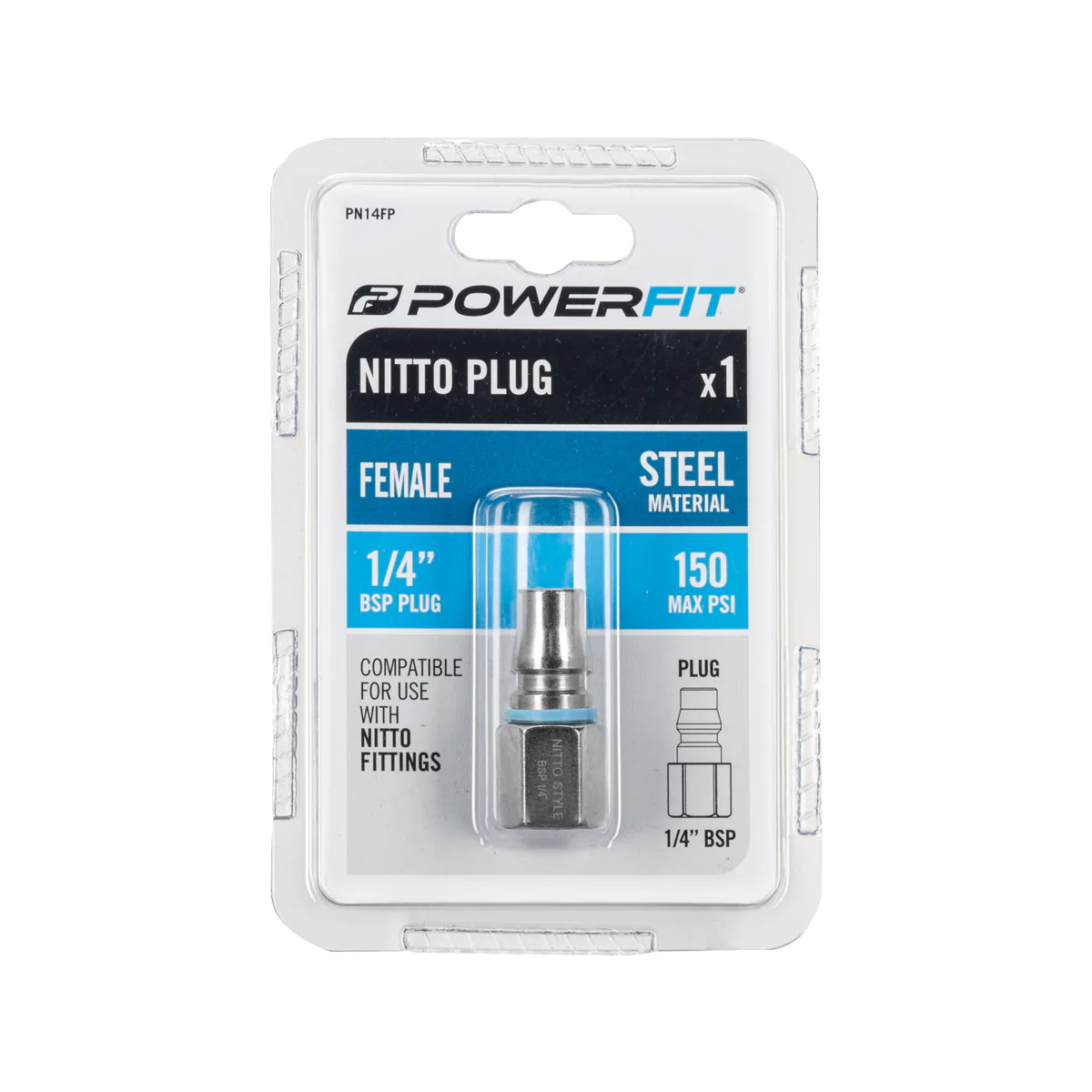 Powerfit Nitto Style Female Plug - 1/4" - Steel - 150PSI - Image 2