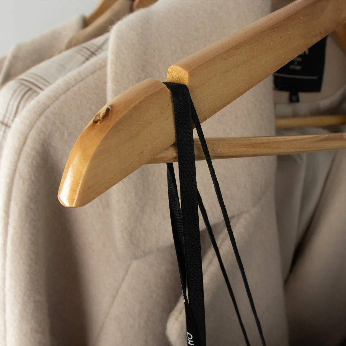 Practa Timber Clothes Hangers - Heavy Duty - 5 Pack - 445mm x 230mm - Natural - Image 3