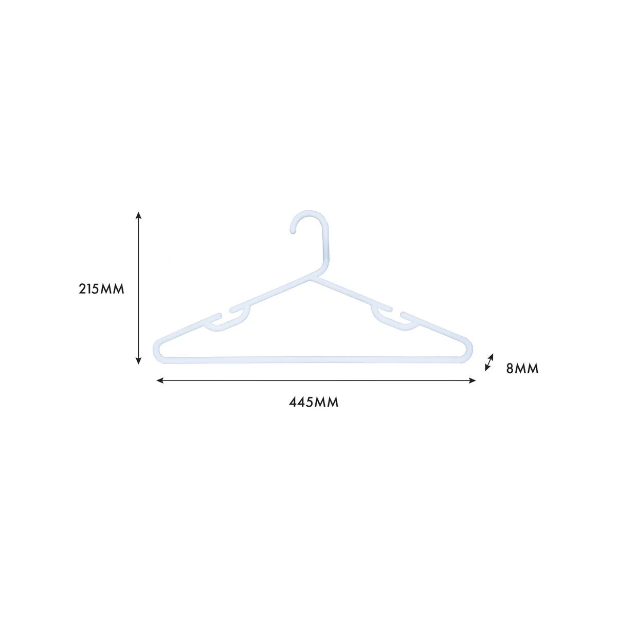 Practa White Heavy Duty Plastic Tube Clothes Hangers 15 Pack - 445mm x 215mm - Anti-Slip Notches - Extra-Wide Design - Image 5