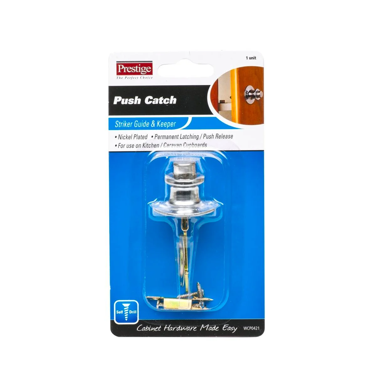Prestige Push Catch - 165mm x 90mm x 40mm - Nickel Plated - Indoor Use