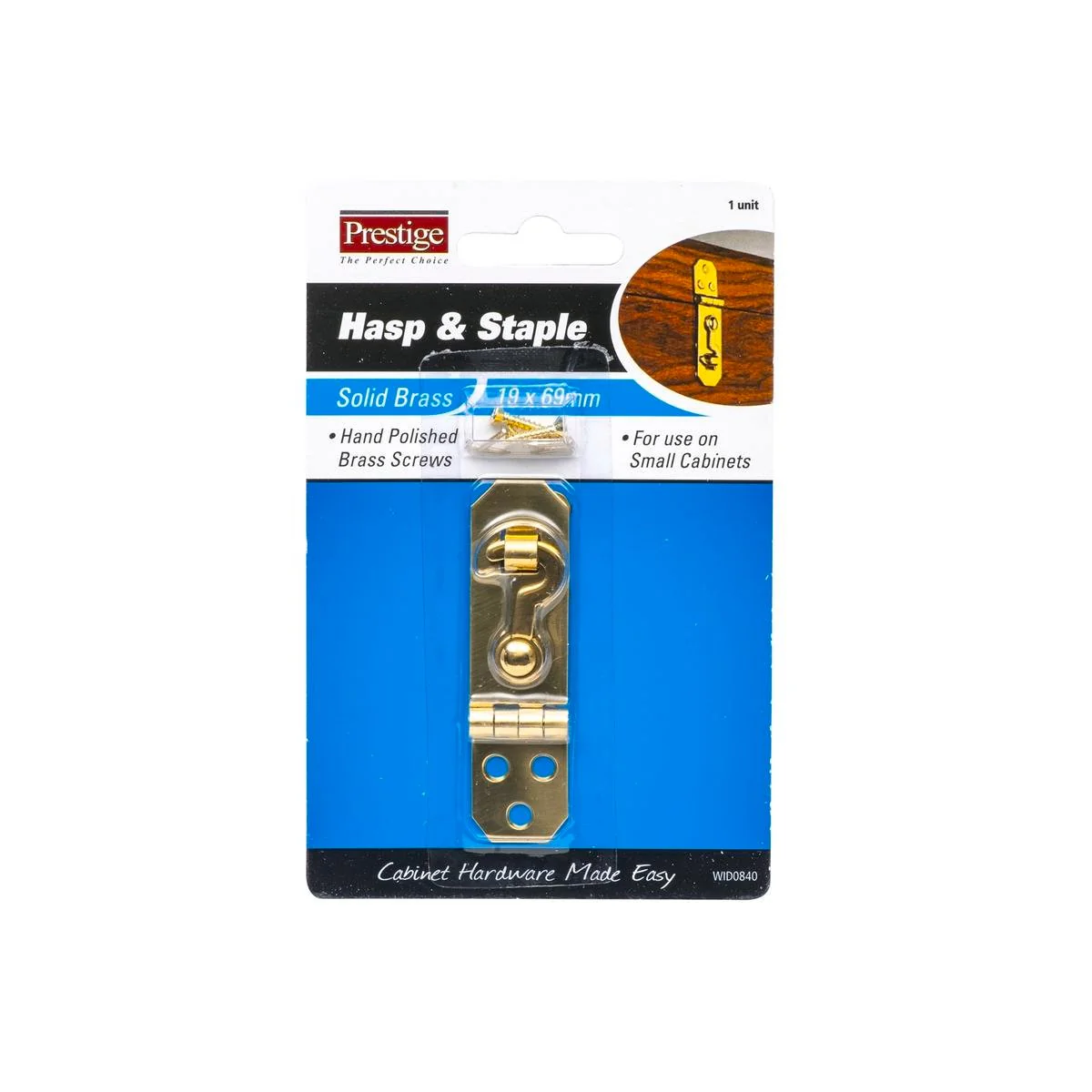 Prestige Solid Brass Hasp and Staple 19 x 69mm Durable Finish
