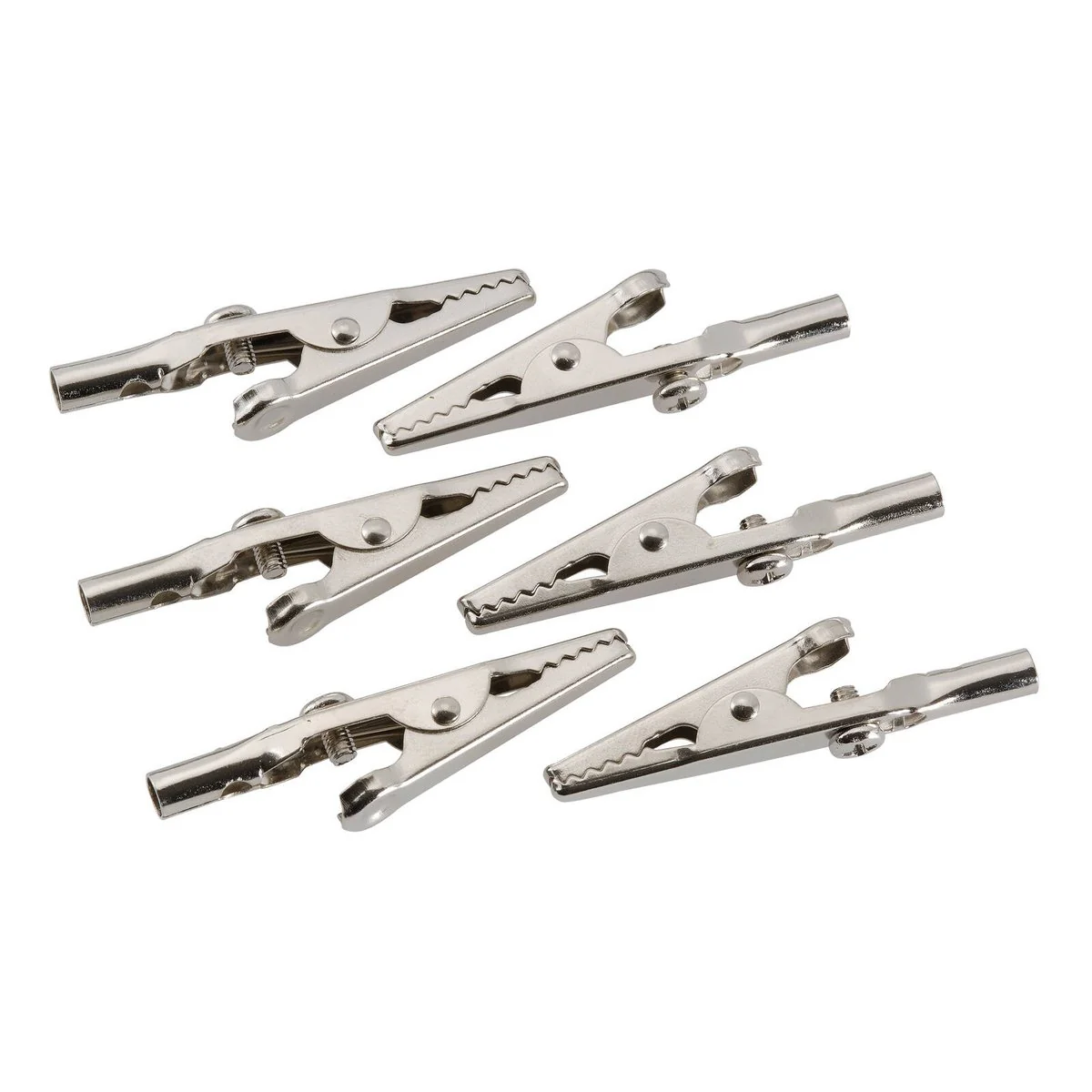 Projecta Alligator Test Clips 6 Pack - 50mm - Nickel-Plated - Silver