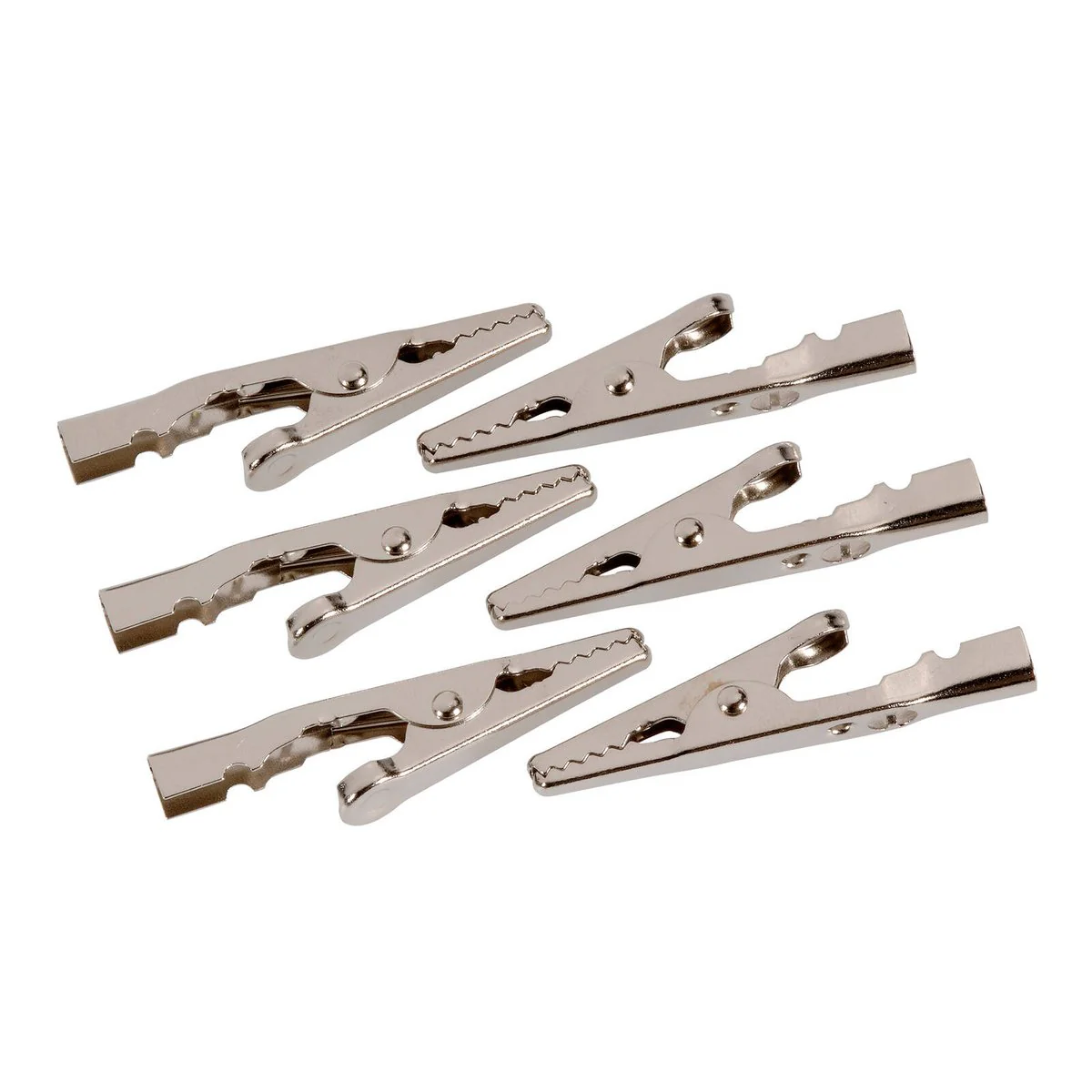 Projecta Alligator Test Clips 6 Pack - 50mm - Nickel-Plated - Silver - Image 2