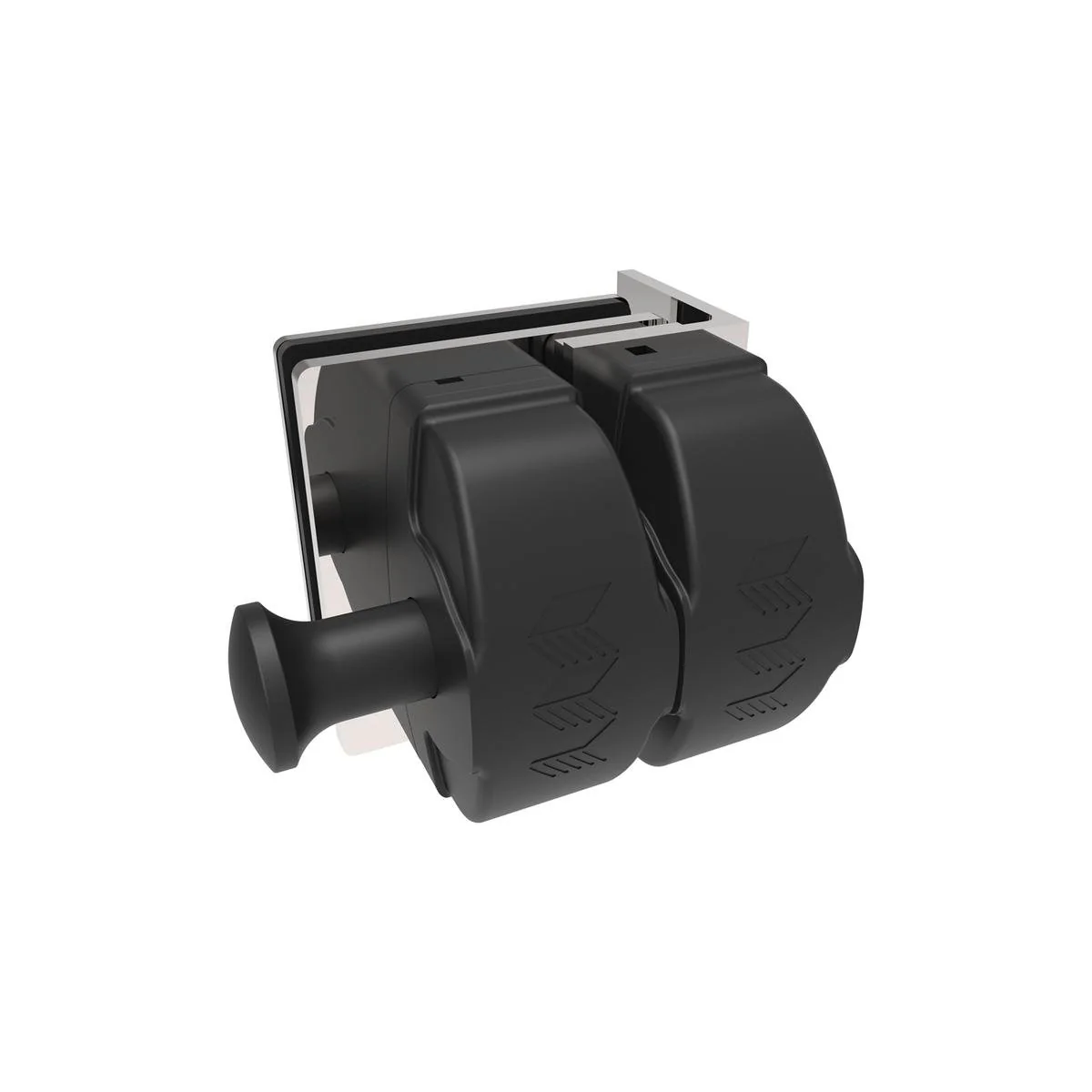 Protectoral Poly Stainless Steel Wall Post to Glass Gate Latch - 75mm x 75mm x 120mm - Mirror/Black Poly