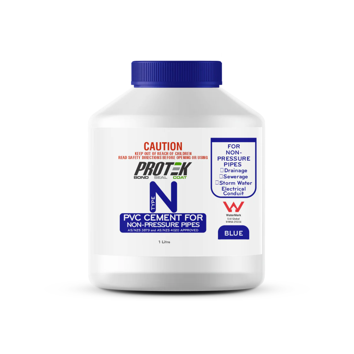 Protek Type N Blue PVC Cement 1L for Non Pressure Pipes