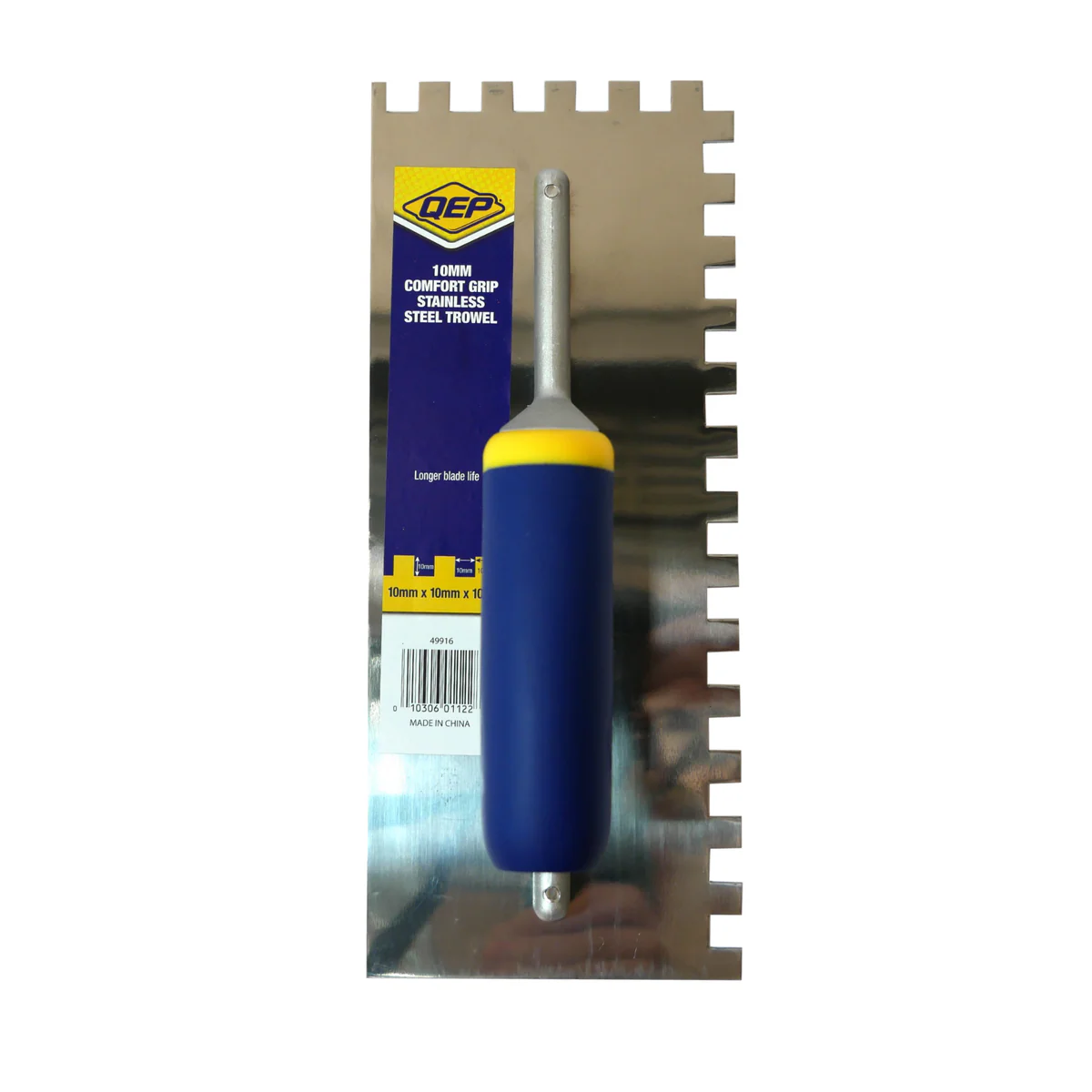 Qep 10mm Square Notch Stainless Steel Trowel - 280mm x 115mm - Durable - Image 2