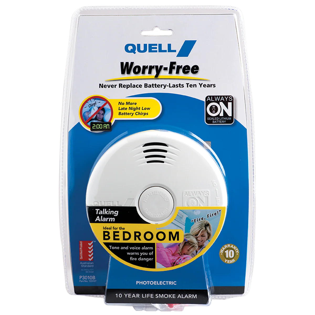 Quell Photoelectric Smoke Alarm - 130mm - PVC - Talking Voice Alarm