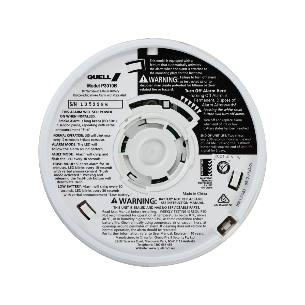 Quell Photoelectric Smoke Alarm - 130mm - PVC - Talking Voice Alarm - Image 3