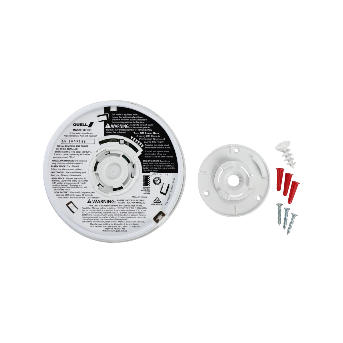 Quell Photoelectric Smoke Alarm - 130mm - PVC - Talking Voice Alarm - Image 4