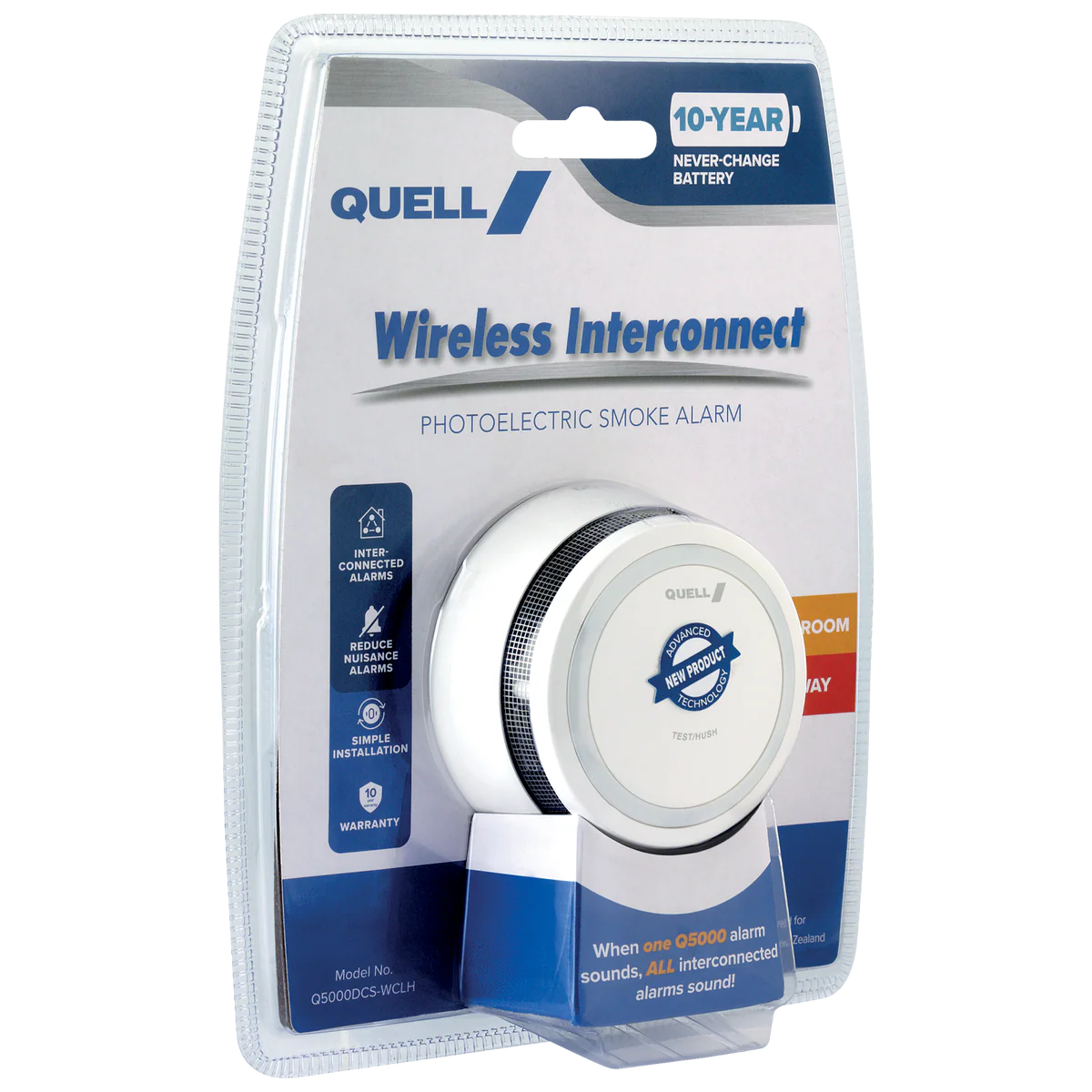 Quell Q5000 Wireless Interconnect Photoelectric Smoke Alarm - 78mm x 78mm - Reliable Safety - Image 2
