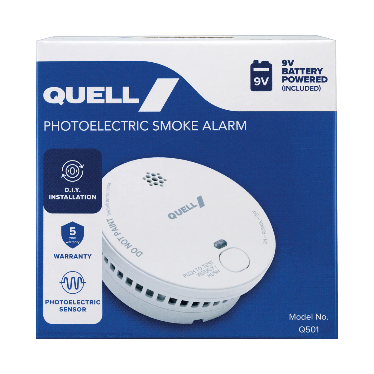 Quell Q501 Photoelectric Smoke Alarm - 9V - Trade Box - Easy Installation - Certified AS 3786