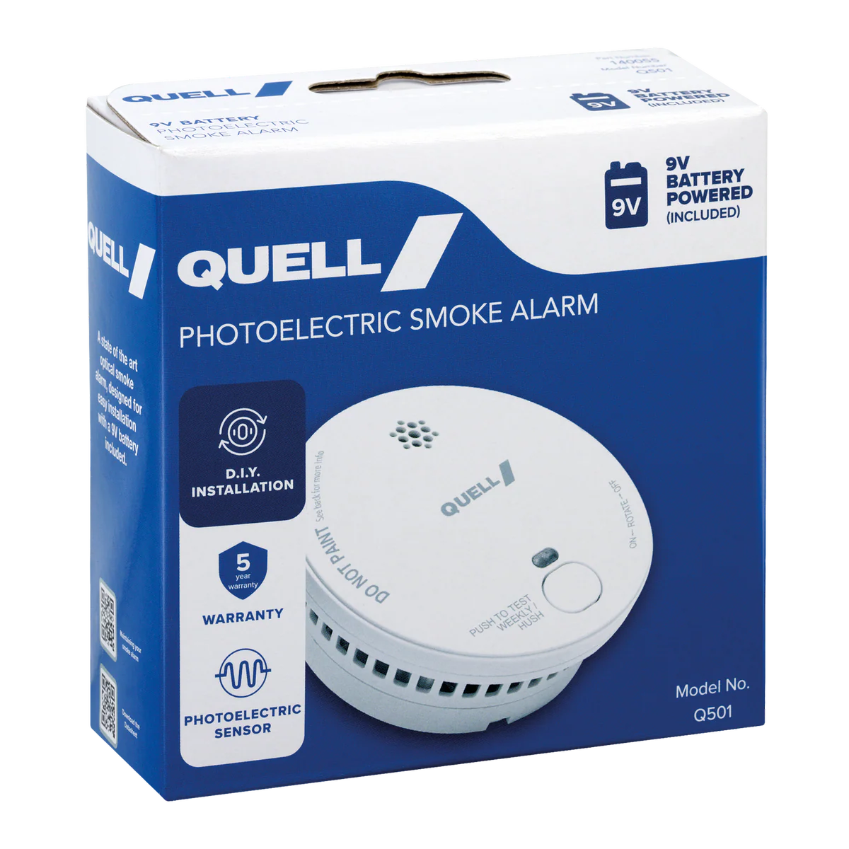 Quell Q501 Photoelectric Smoke Alarm - 9V - Trade Box - Easy Installation - Certified AS 3786 - Image 2