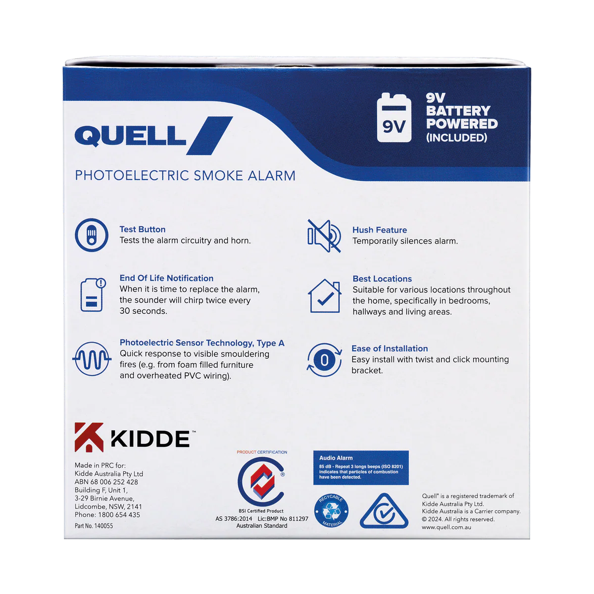 Quell Q501 Photoelectric Smoke Alarm - 9V - Trade Box - Easy Installation - Certified AS 3786 - Image 3