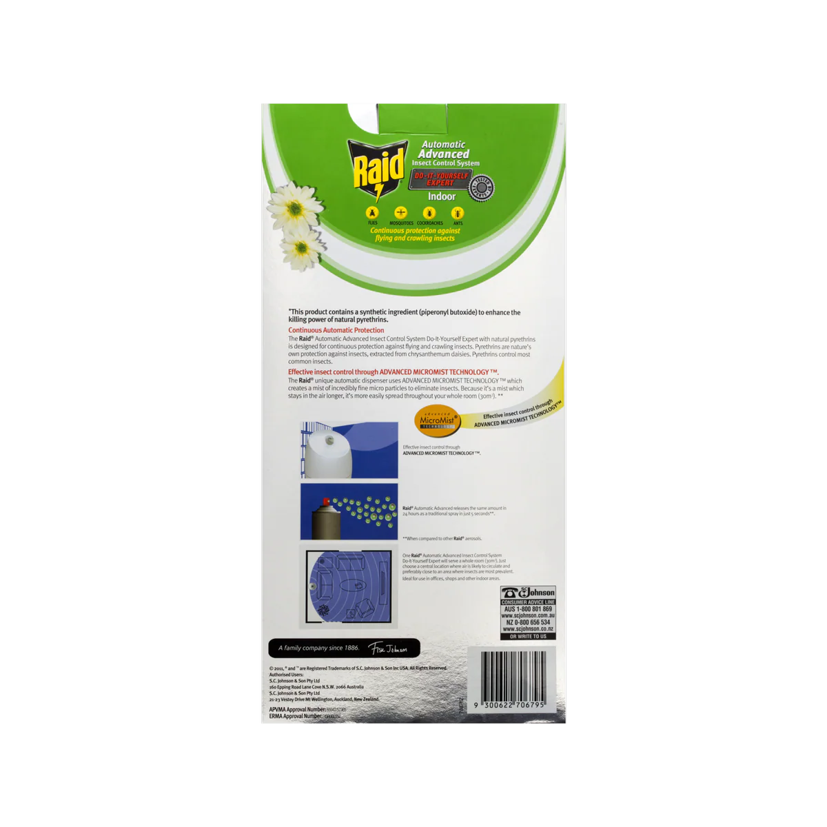 Raid Automatic Insect Control System - 30m³ - Pyrethrins - Indoor Use - Image 2