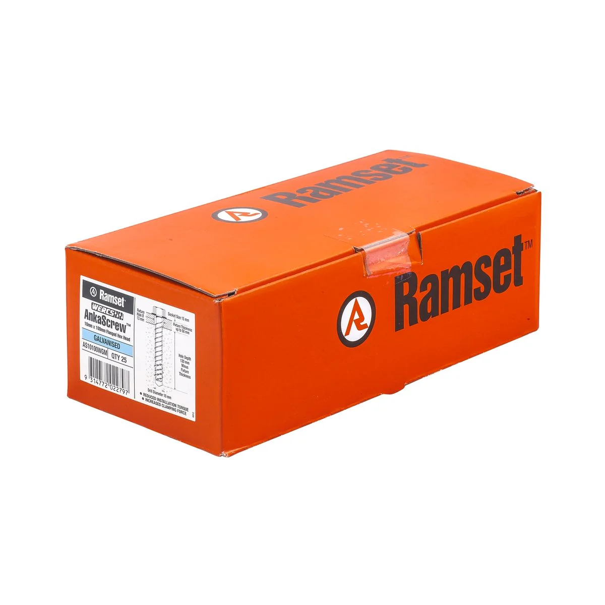 Ramset Ankascrew 10 x 100mm Galvanised Masonry Anchor 25 Pack