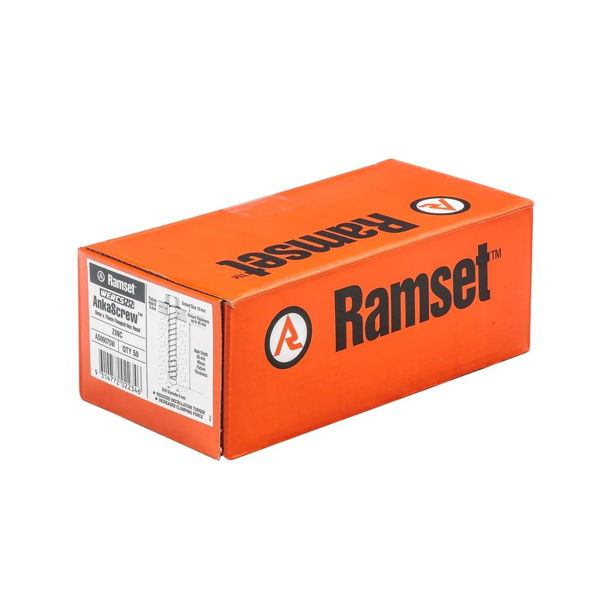 Ramset Ankascrew Masonry Anchor 6 x 75mm Galvanised 50 Pack