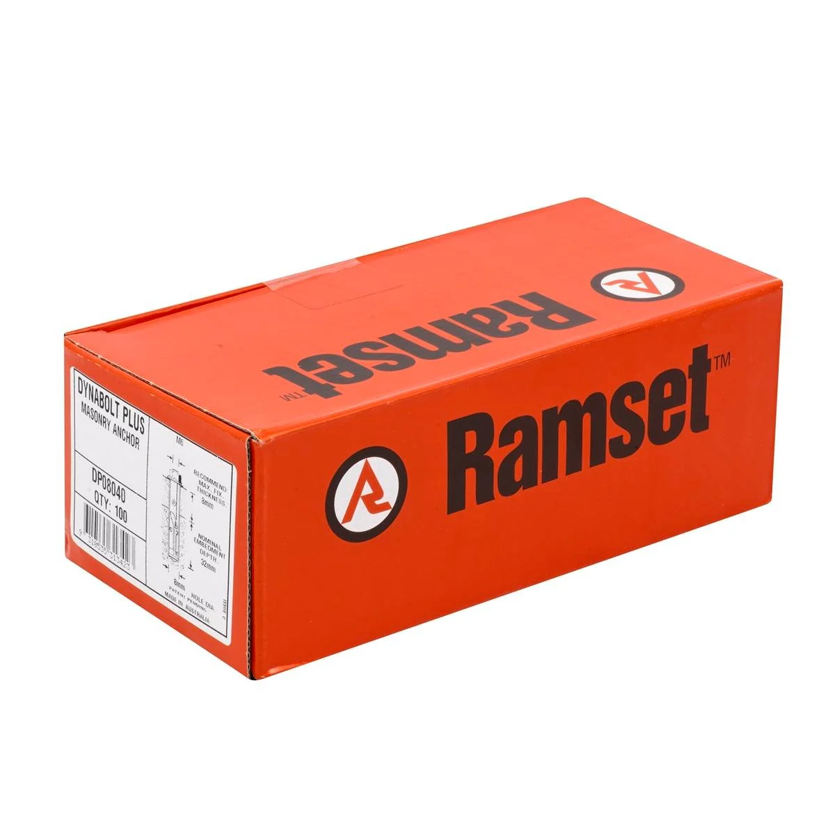 Ramset Dynabolt - 8mm x 40mm - Zinc Plated - Pull-Down Expansion - 100 Pack