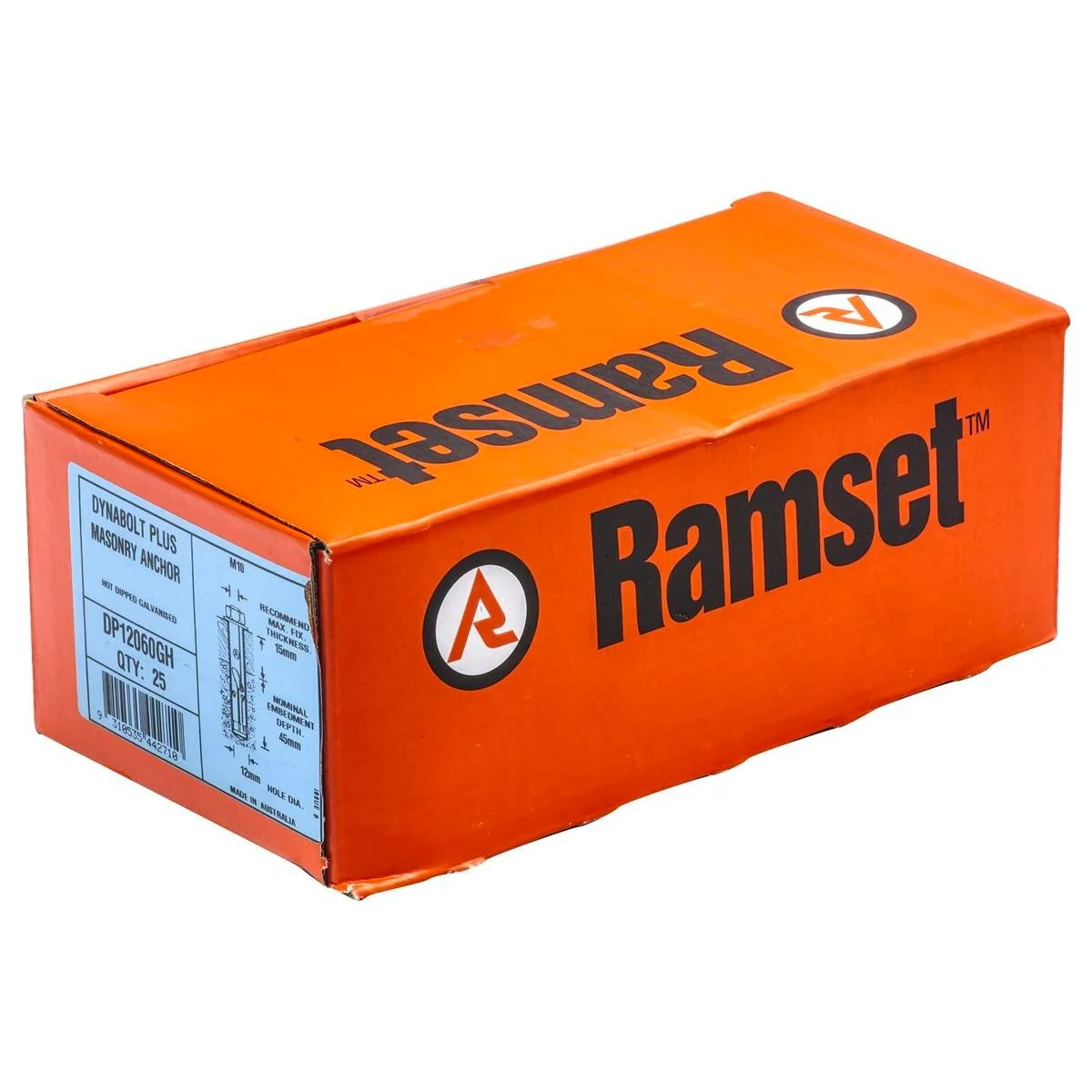 Ramset DynaBolt Plus 12mm Galvanised 25 Pack Enhanced Security