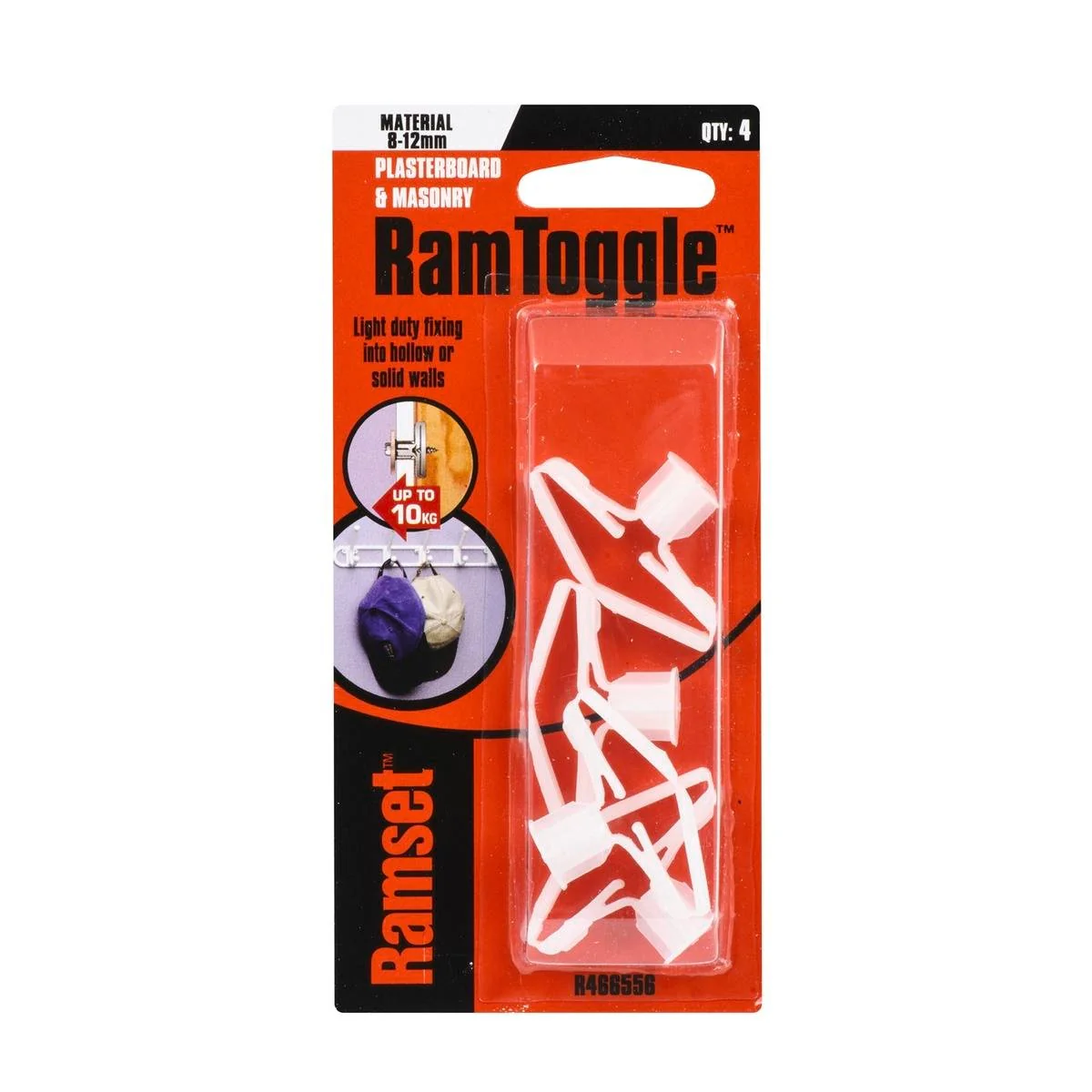 Ramset Ramtoggle 8 x 12mm Nylon Fasteners 4 Pack Flush Fixing