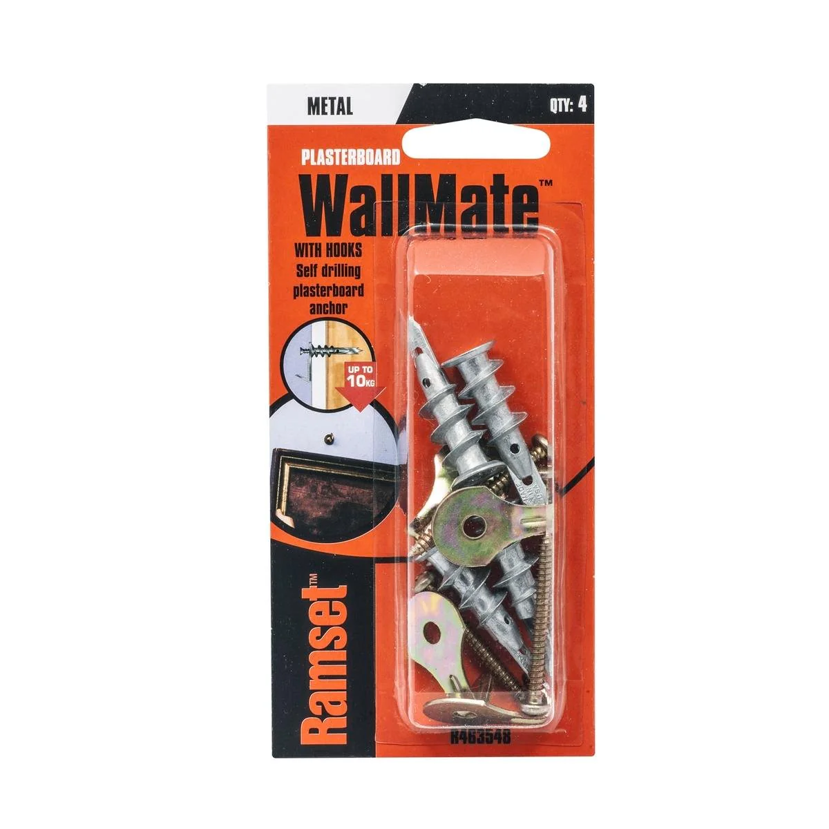 Ramset Wallmate Anchor - 13mm x 42mm - Zinc Alloy - Self-Drilling - 4 Pack