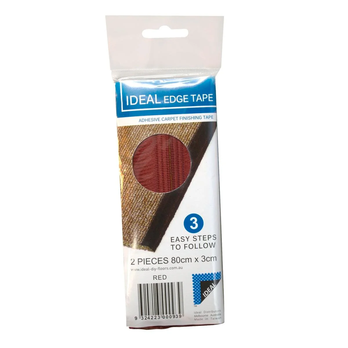 Red Binding Tape - 80cm x 3cm Polyester - Carpet Runner Edge 2pce