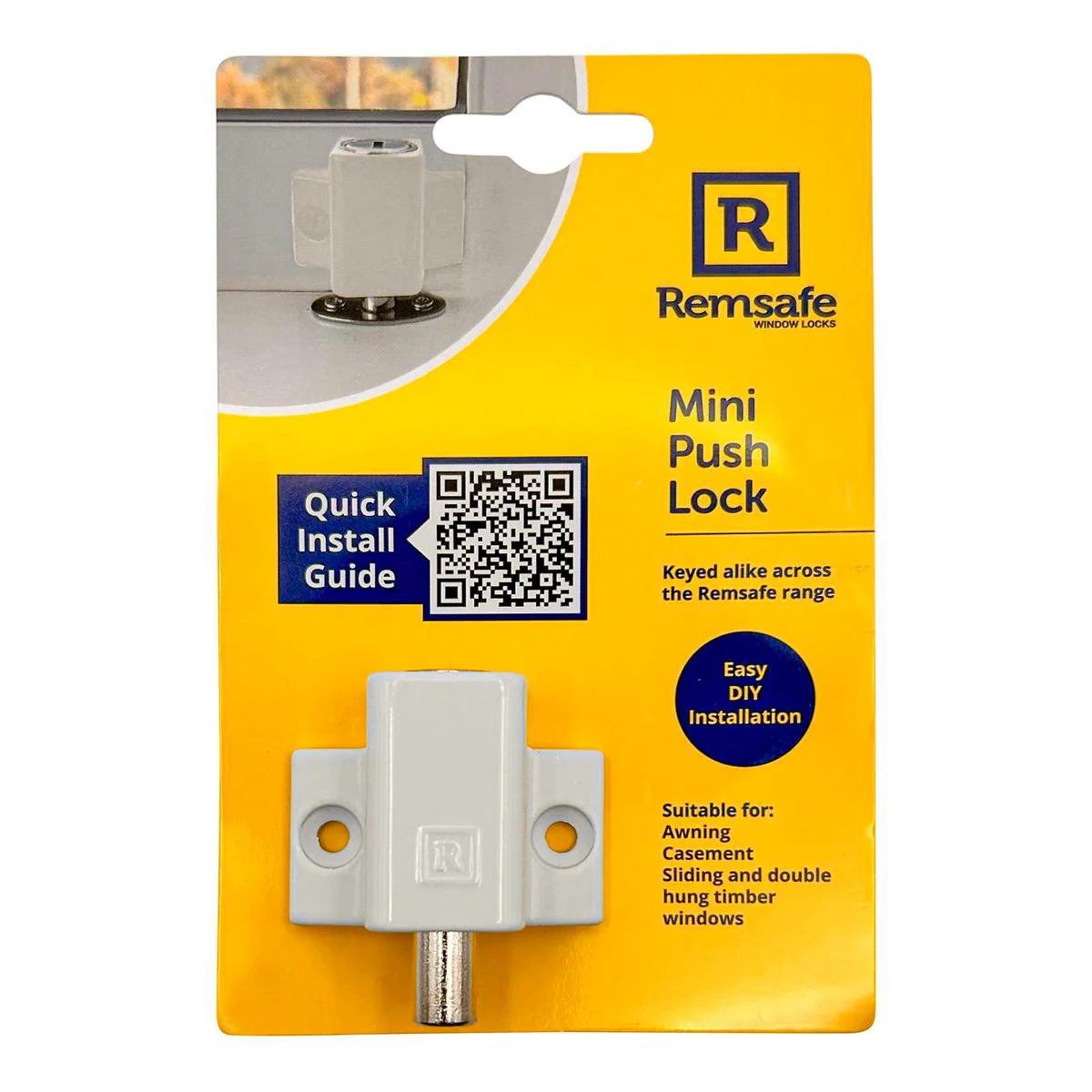 Remsafe White Mini Push Lock - 45mm x 25mm x 47mm - Secure DIY Solution