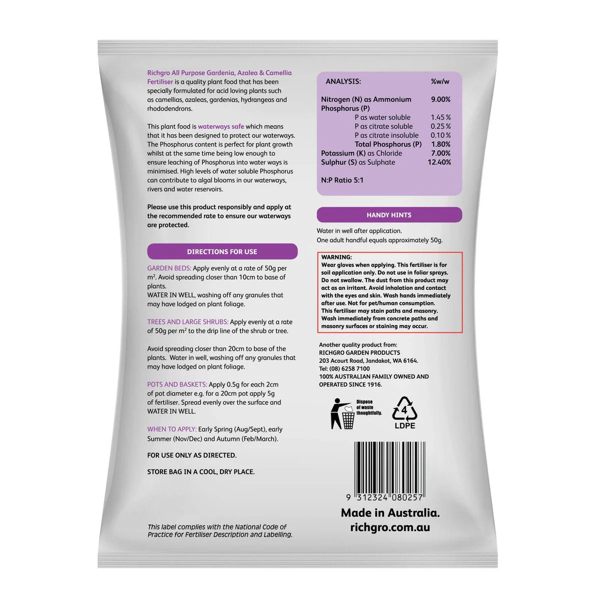 Richgro All Purpose Fertiliser - 5kg - Fertiliser - Added Organics - Image 2