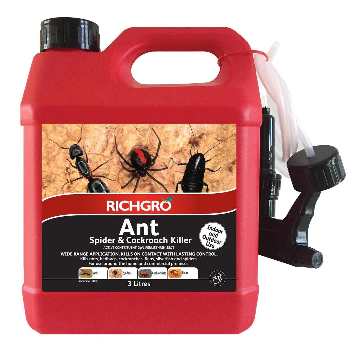 Richgro Ant Spider Cockroach Killer - 3L Ready to Use Liquid - Clear