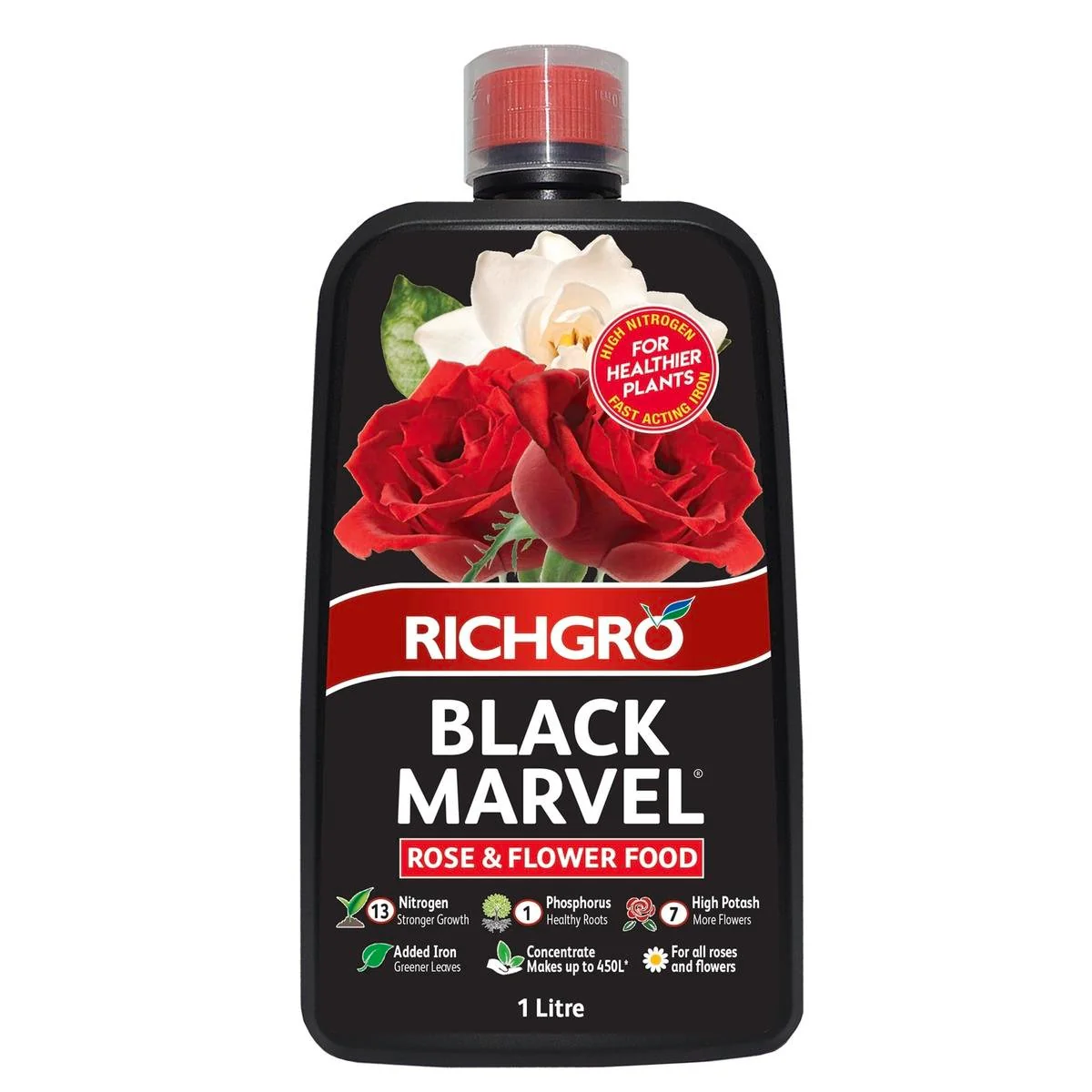 Richgro Black Marvel Rose Flower Food Liquid Fertiliser 1L Concentrate