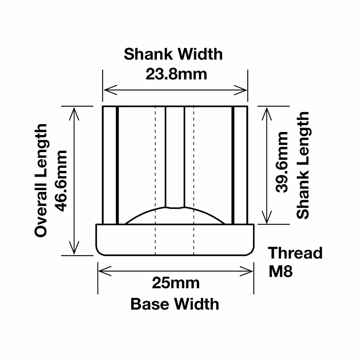 Richmond Square Threaded Insert - 25mm x M8 - Zinc Plated - 2 Pack - Image 2
