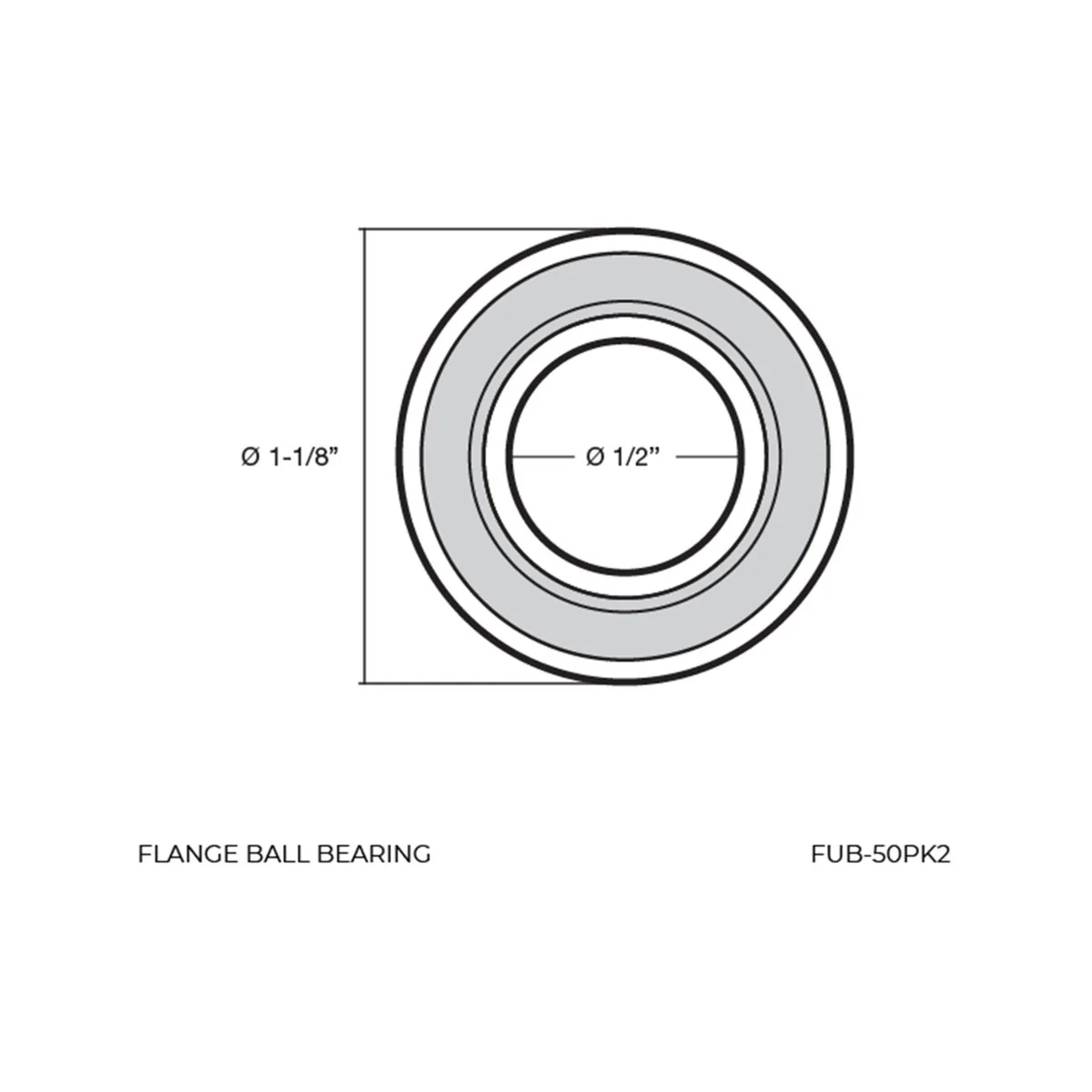 Richmond Unground Flanged Ball Bearing 2 Pack - 1-1/8" x 1/2" - Orange - Image 3